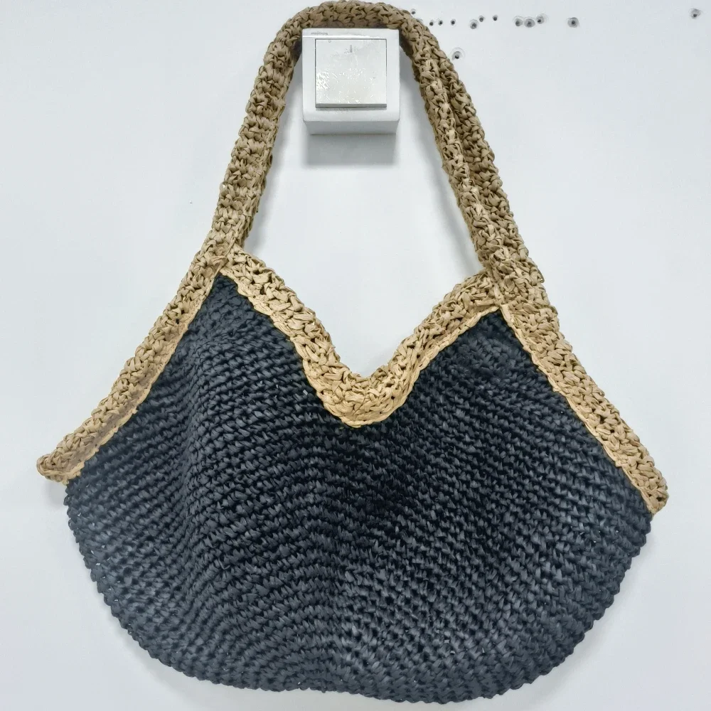 Colorblock Straw Woven Tote Ba - đánh giá và giá Crochet Bag Raffia