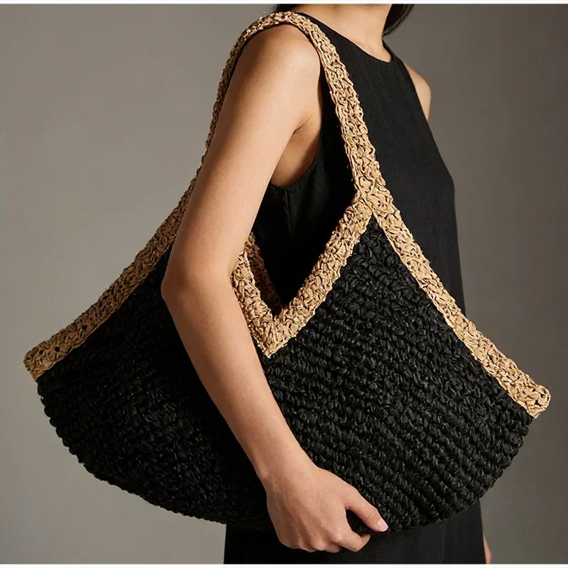 Colorblock Straw Woven Tote Ba - đánh giá và giá Crochet Bag Raffia
