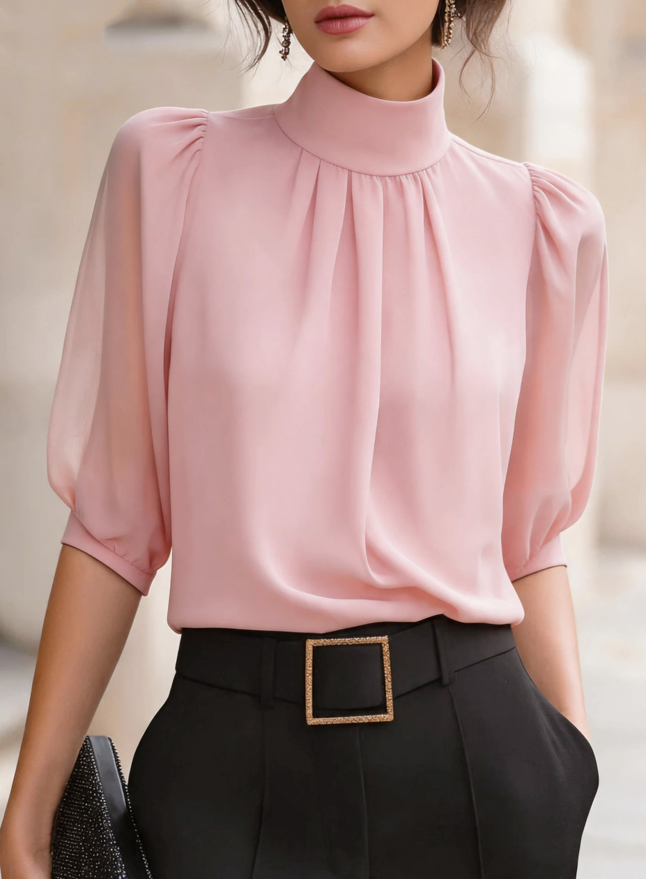 Women High Neck Gathered Sheer - đánh giá và giá Blouse Off Shoulder