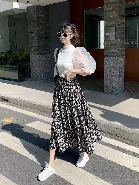 Floral Print A-Line Midi Skirt - đánh giá và giá Midi Skirt Floral
