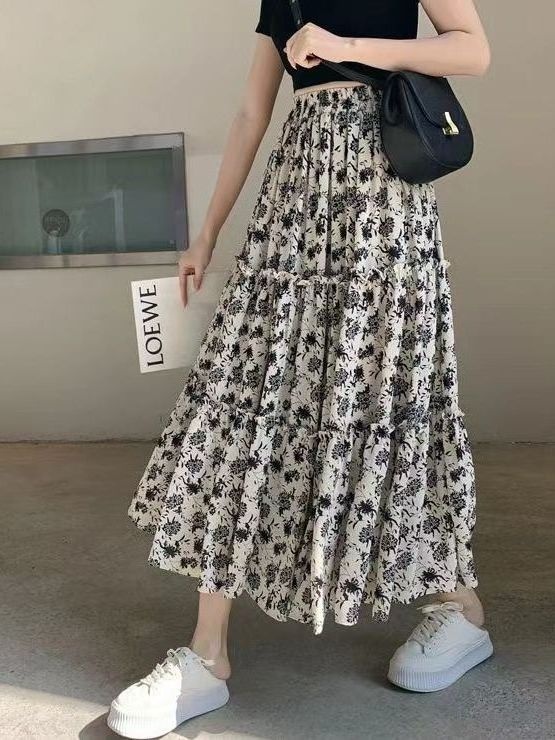 Floral Print A-Line Midi Skirt - đánh giá và giá Midi Skirt Floral