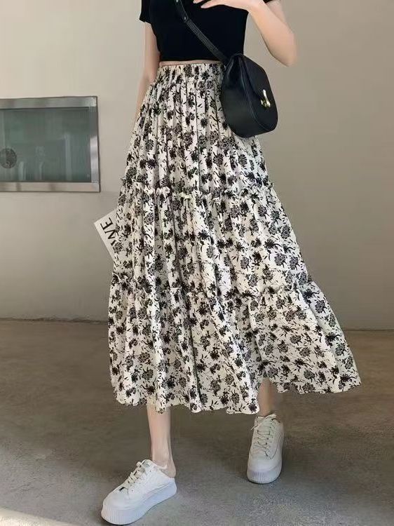 Floral Print A-Line Midi Skirt - đánh giá và giá Midi Skirt Floral