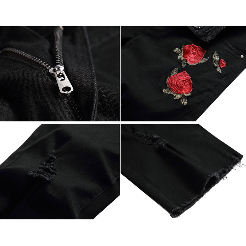 2026 Summer Men's Red Rose Emb - đánh giá và giá Shorts Denim Frayed